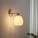 Modern Nordic Frosted White Glass & Brass Pull-Chain 1-Light Wall Sconce