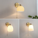 Modern Nordic Frosted White Glass & Brass Pull-Chain 1-Light Wall Sconce