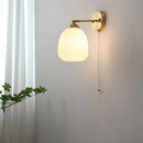 Modern Nordic Frosted White Glass & Brass Pull-Chain 1-Light Wall Sconce