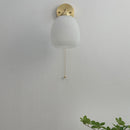 Modern Nordic Frosted White Glass & Brass Pull-Chain 1-Light Wall Sconce