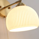 Modern Nordic Frosted White Glass & Brass Pull-Chain 1-Light Wall Sconce