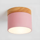 Wood Accent Drum Ceiling Light