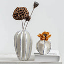 Pinstripe Pleated Ceramic Vase