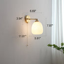 Modern Nordic Frosted White Glass & Brass Pull-Chain 1-Light Wall Sconce