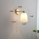 Modern Nordic Frosted White Glass & Brass Pull-Chain 1-Light Wall Sconce