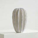 Pinstripe Pleated Ceramic Vase