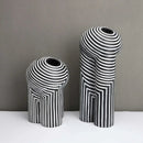 Optical Stripe Ceramic Vessel