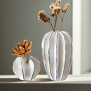 Pinstripe Pleated Ceramic Vase