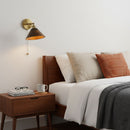 Vintage Wood Wall Lamp Brass Walnut Sconce Light