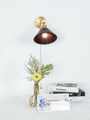 Vintage Wood Wall Lamp Brass Walnut Sconce Light