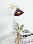 Vintage Wood Wall Lamp Brass Walnut Sconce Light