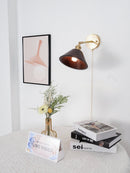 Vintage Wood Wall Lamp Brass Walnut Sconce Light