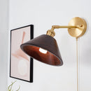 Vintage Wood Wall Lamp Brass Walnut Sconce Light