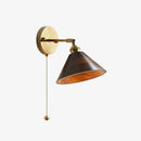 Vintage Wood Wall Lamp Brass Walnut Sconce Light