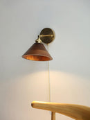 Vintage Wood Wall Lamp Brass Walnut Sconce Light