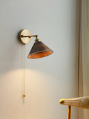 Vintage Wood Wall Lamp Brass Walnut Sconce Light