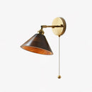 Vintage Wood Wall Lamp Brass Walnut Sconce Light