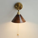 Vintage Wood Wall Lamp Brass Walnut Sconce Light