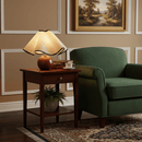 Wood Base Desk Lamp with Linen Shade and Plug