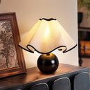 Wood Base Desk Lamp with Linen Shade and Plug