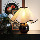 Wood Base Desk Lamp with Linen Shade and Plug