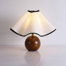 Wood Base Desk Lamp with Linen Shade and Plug