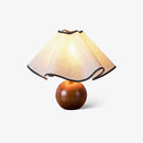 Wood Base Desk Lamp with Linen Shade and Plug