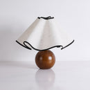 Wood Base Desk Lamp with Linen Shade and Plug