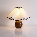 Wood Base Desk Lamp with Linen Shade and Plug