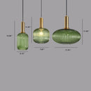 Ribbed Stained Glass Lantern Pendant