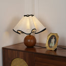Wood Base Desk Lamp with Linen Shade and Plug